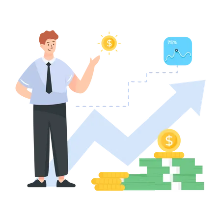 Businessman growing income of the business  Illustration