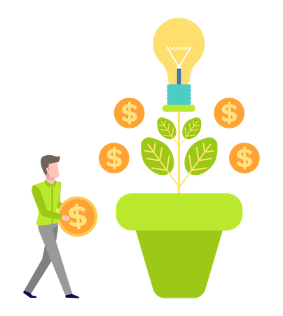 Businessman growing investment plant  Illustration