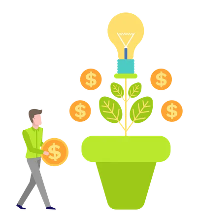 Businessman growing investment plant  Illustration