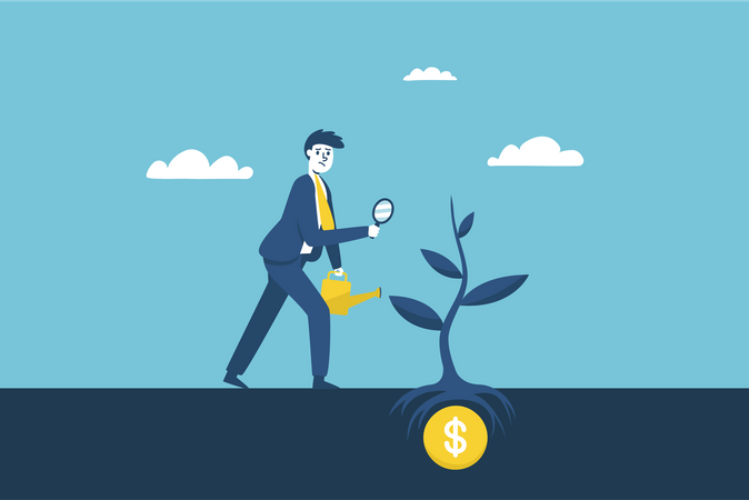 Businessman growing investments Illustration