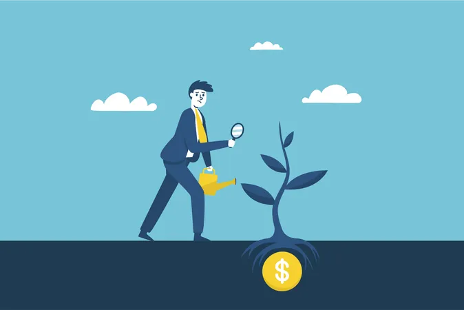 Businessman growing investments  Illustration