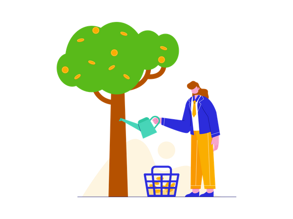 Businessman Growing money plant  Illustration