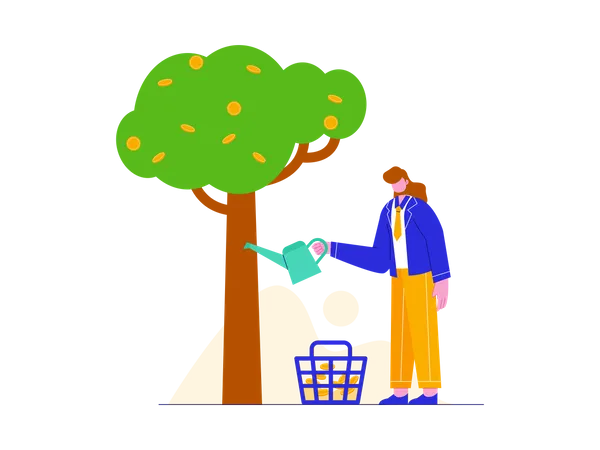 Businessman Growing money plant  Illustration