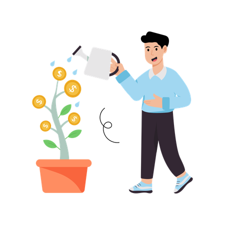 Businessman growing money tree  Illustration