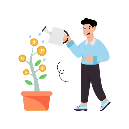 Businessman growing money tree  Illustration