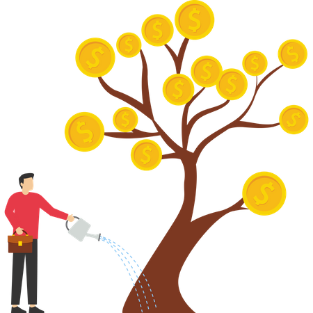 Businessman growing money tree  Illustration