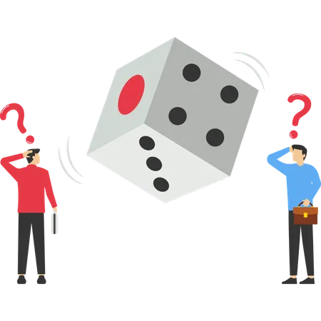 Businessman guesses number of dice  Illustration