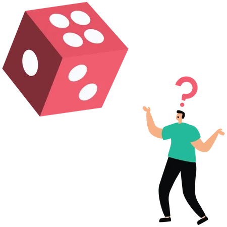 Businessman guesses the number of dice  Illustration