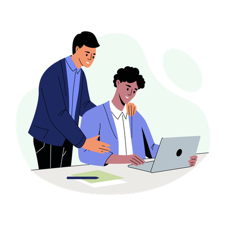Businessman Guides employee  Illustration