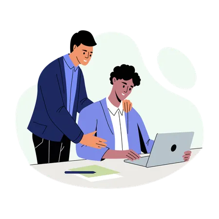 Businessman Guides employee  Illustration