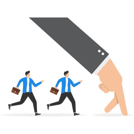 Businessman guiding business employee  Illustration