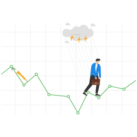 Businessman had financial loss due to incorrect stock market forecasting  イラスト