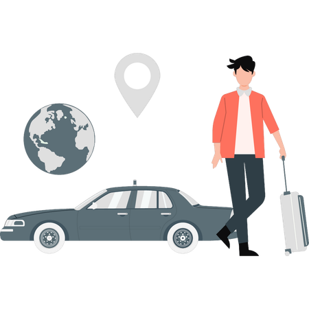 Businessman hailing taxi for airport  Illustration