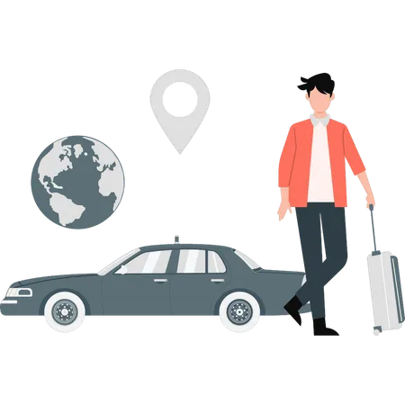 Businessman hailing taxi for airport  Illustration