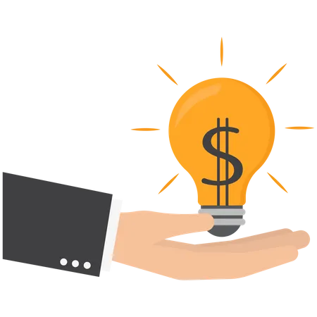 Make Money From New Idea Or Profit From Investment Creativity Or Innovation To Increase Earning Growth Financial Idea Concept Businessman Hand Carrying Bright Lightbulb Idea With Dollar Money Sign Illustration