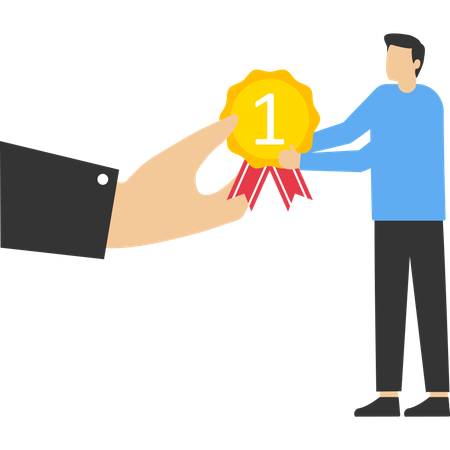 Businessman hand giving heart with thanksgiving and appreciation to employee  Illustration