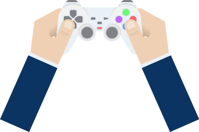 Businessman hand holding joystick or game controller  Illustration