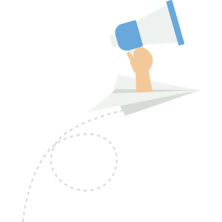 Businessman hand holding megaphone as advertisement  Illustration