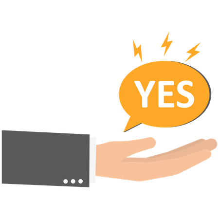 Businessman hand holding speech bubble  Illustration