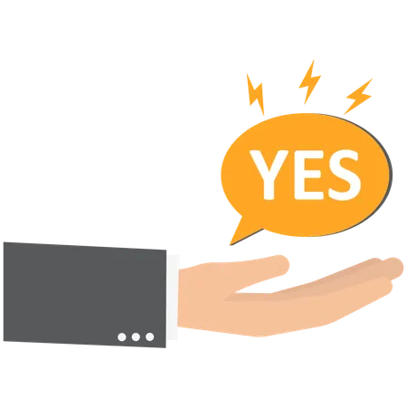 Businessman hand holding speech bubble  Illustration
