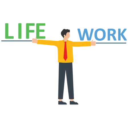 Businessman hand holding work and life balance  Illustration