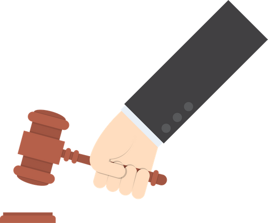 Businessman hand knocking judge's gavel  Illustration