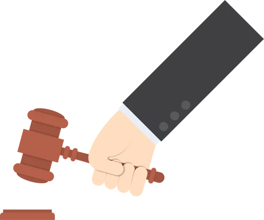 Businessman hand knocking judge's gavel  Illustration