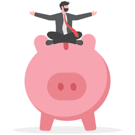 Businessman hand offer shiny pink piggy bank  Illustration