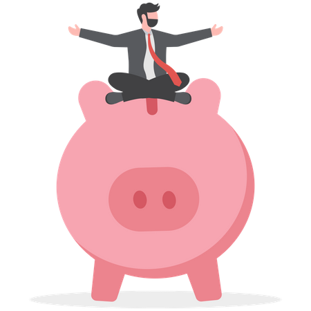 Businessman hand offer shiny pink piggy bank  Illustration