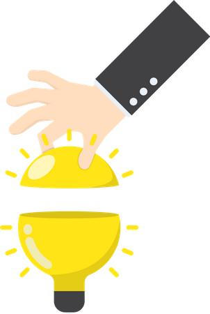 Businessman hand open the light bulb  イラスト