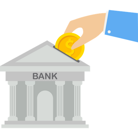 Businessman hand putting dollar coin in investment bank  Illustration