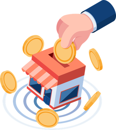 Businessman Hand Saving Money Into Store  Illustration