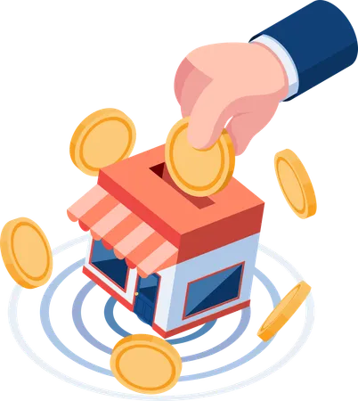 Businessman Hand Saving Money Into Store  Illustration