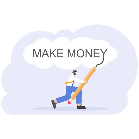 Businessman hand writing make money  Illustration