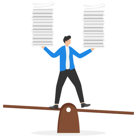 Handle Busy Work Manage Workload Or Complete Multitasks Within Deadline Organize Paperwork Or Documents Effective Or Productive Concept Businessman Superhero Carry Load Of Paperwork Documents Illustration