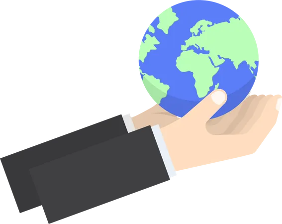 Businessman Hands Holding The World Global Business Earth Environmental Concept Illustration