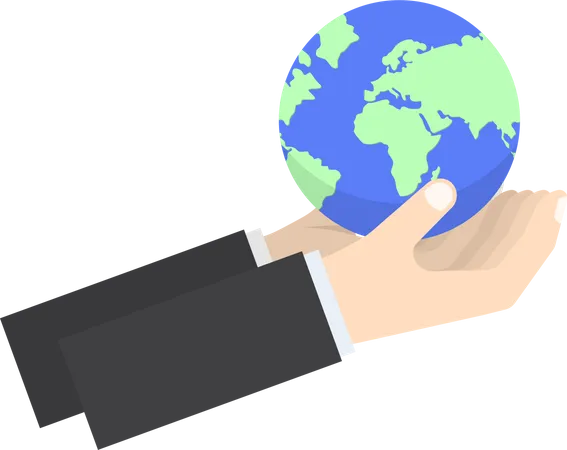 Businessman hands holding the world  Illustration