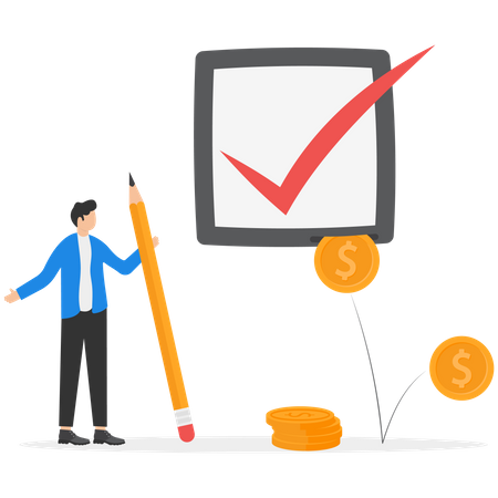 Businessman handshake completed checkbox  Illustration