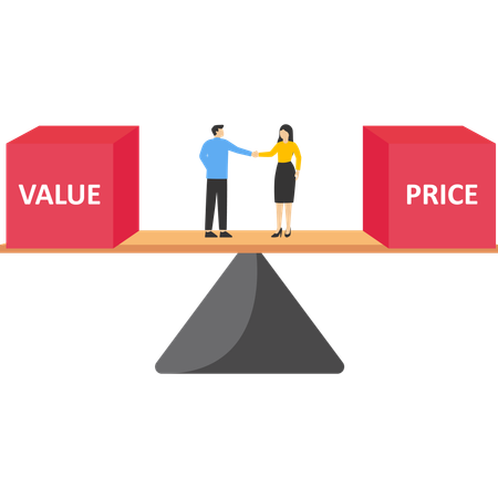 Businessman handshake with success negotiation over balance  Illustration