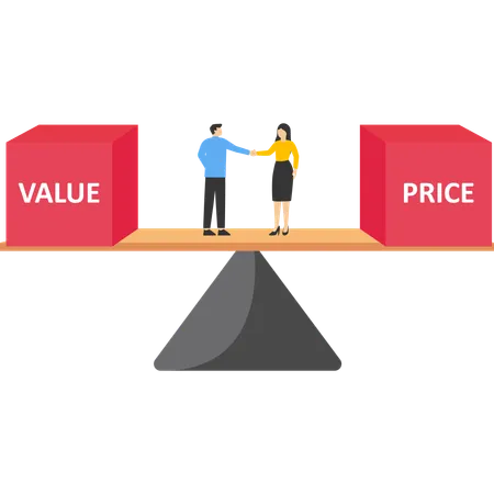 Businessman handshake with success negotiation over balance  Illustration