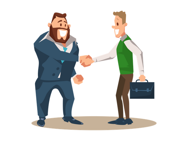 Businessman handshaking after finalizing deal  Illustration