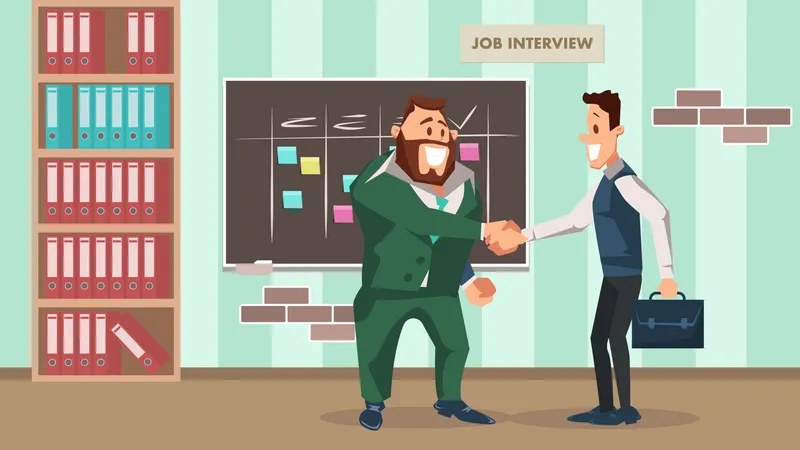 Businessman handshaking after hiring new employee  Illustration