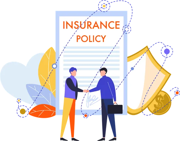 Businessman handshaking with agent for insurance policy  Illustration
