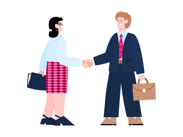 Businessman handshaking with Female employee  Illustration