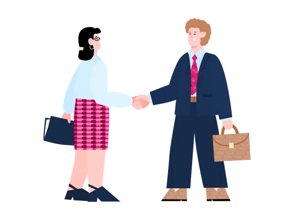 Businessman handshaking with Female employee  Illustration