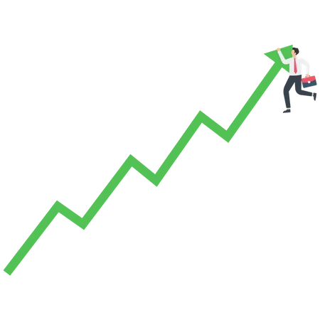 Businessman hanging on a stock market graph  Illustration
