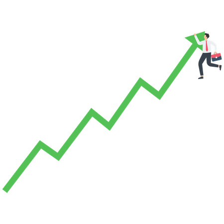 Businessman hanging on a stock market graph  Illustration