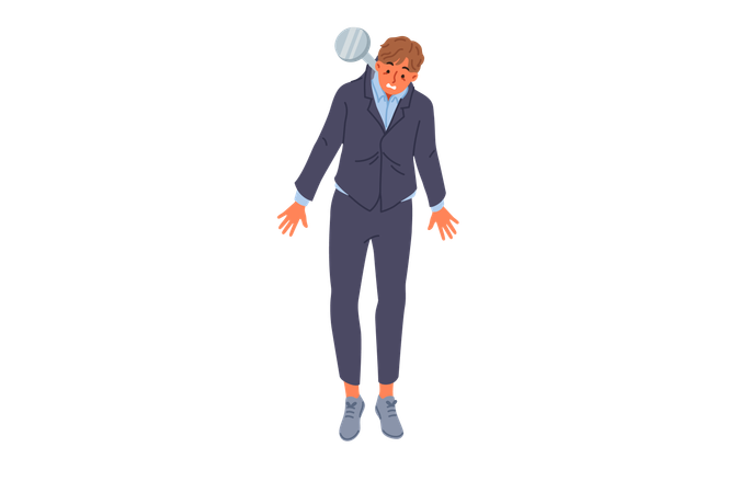 Businessman hanging on nail due to bankruptcy  Illustration