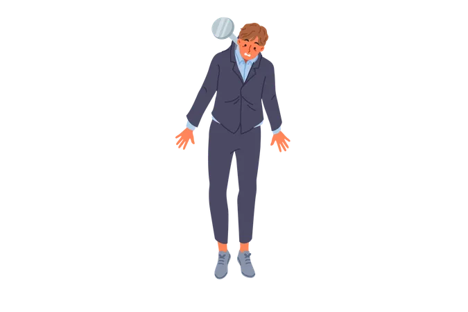 Businessman hanging on nail due to bankruptcy  Illustration