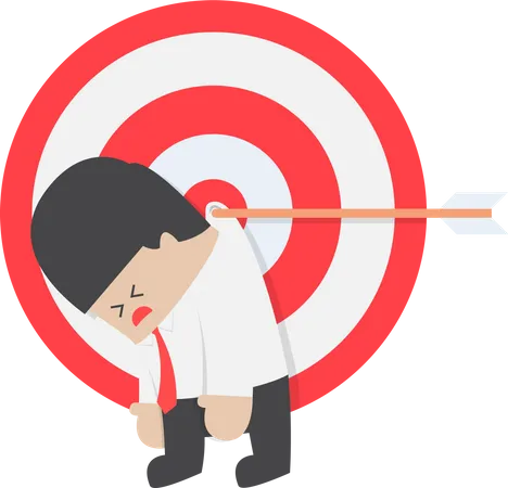 Businessman hanging on the target  Illustration